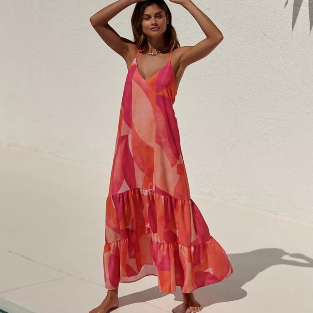NWT Anthropologie Peixoto Tropical Cotton Maxi Dress - Large